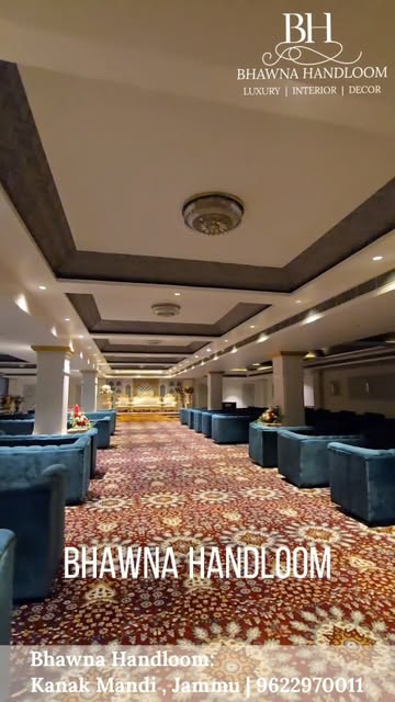 Bhawna Handloom lounge with patterned carpet and upholstered seating